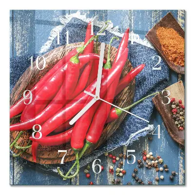 Moderne wanduhr quadratisch Chili-Pfeffer