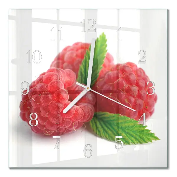 Quadratische wanduhr Himbeeren