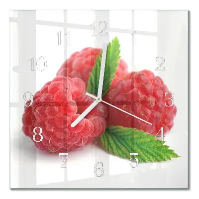 Quadratische wanduhr Himbeeren