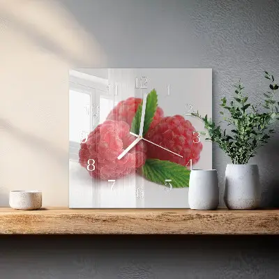 Quadratische wanduhr Himbeeren