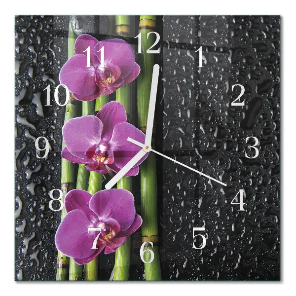 Quadratische wanduhr modern Orchidee