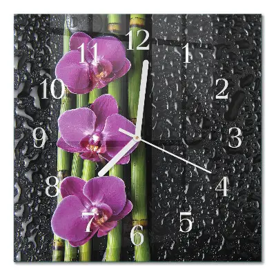 Quadratische wanduhr modern Orchidee