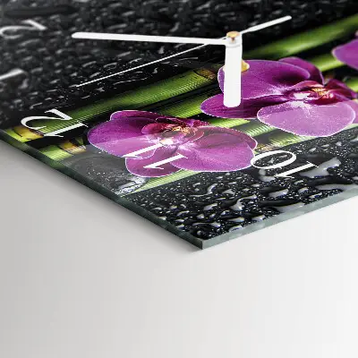 Quadratische wanduhr modern Orchidee