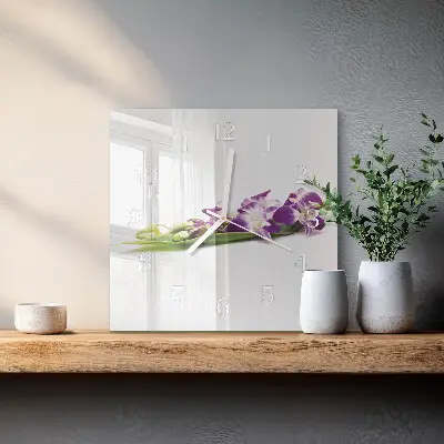 Quadratische wanduhr Blumen