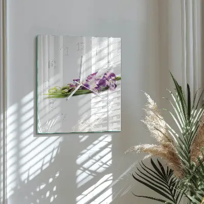 Quadratische wanduhr Blumen