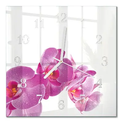 Glasuhr quadratisch Orchidee