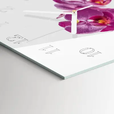 Glasuhr quadratisch Orchidee