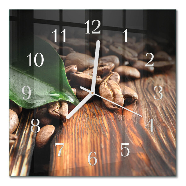 Quadratische wanduhr modern Kaffeebohnen