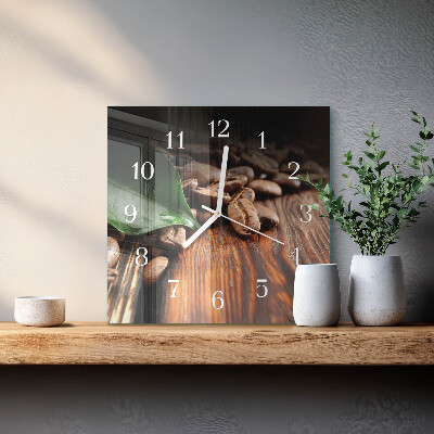 Quadratische wanduhr modern Kaffeebohnen