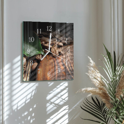 Quadratische wanduhr modern Kaffeebohnen
