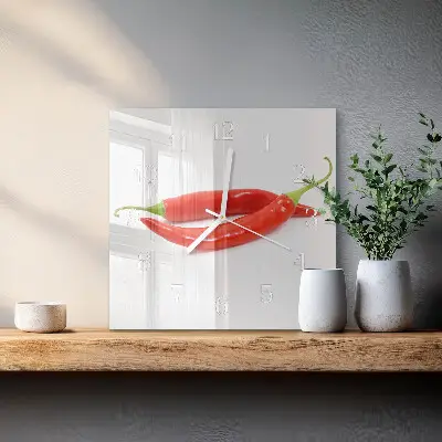 Moderne wanduhr quadratisch Chili-Pfeffer