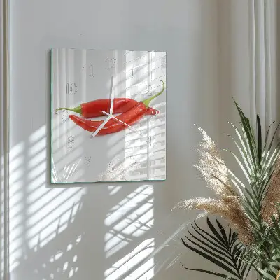 Moderne wanduhr quadratisch Chili-Pfeffer