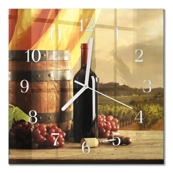 Quadratische wanduhr modern Ein Fass Wein
