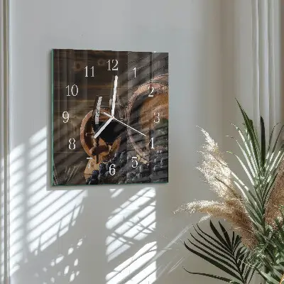 Quadratische wanduhr modern Ein Fass Wein