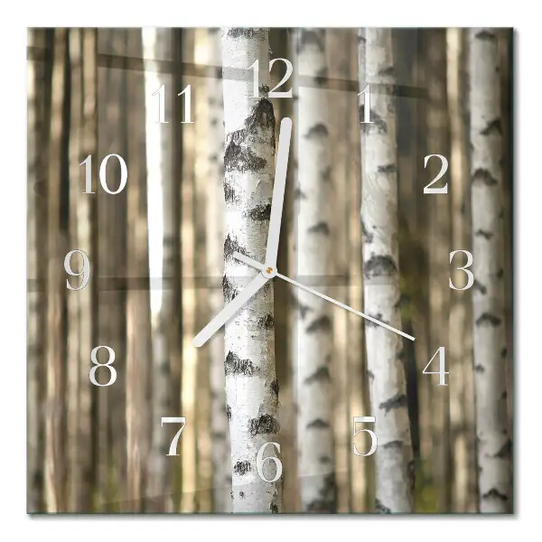 Quadratische wanduhr Birken