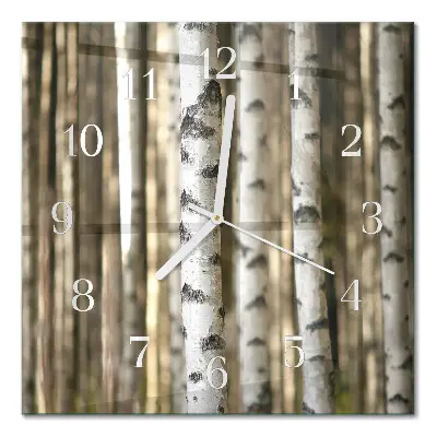 Quadratische wanduhr Birken