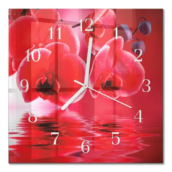 Quadratische wanduhr Orchidee