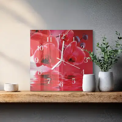 Quadratische wanduhr Orchidee
