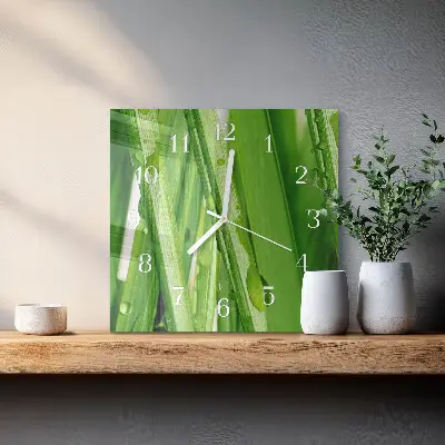 Quadratische wanduhr modern Gras
