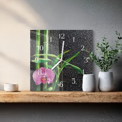 Quadratische wanduhr modern Bambus-Spa