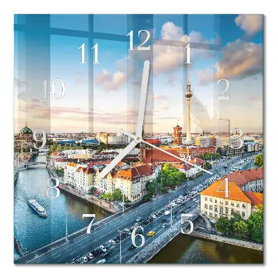 Wanduhr mit motiv quadratisch Ein Fluss in der Stadt