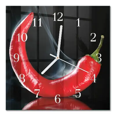 Moderne wanduhr quadratisch Chili-Pfeffer