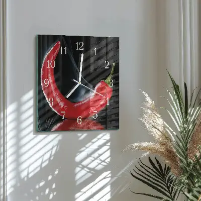 Moderne wanduhr quadratisch Chili-Pfeffer