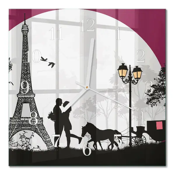 Glasuhr quadratisch Liebe zu Paris