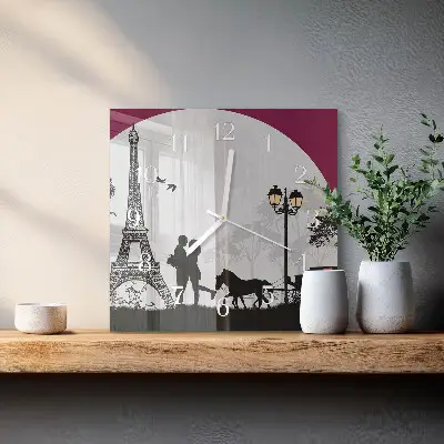 Glasuhr quadratisch Liebe zu Paris