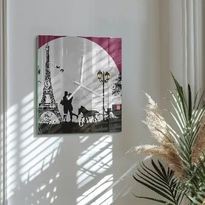 Glasuhr quadratisch Liebe zu Paris