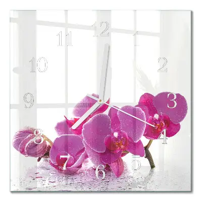 Wanduhr mit motiv quadratisch Orchidee