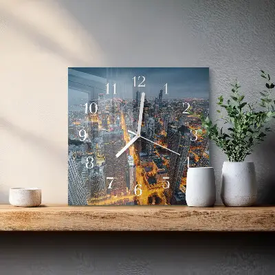 Moderne wanduhr quadratisch Nachtstadt