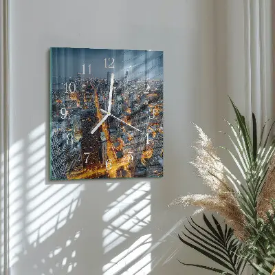 Moderne wanduhr quadratisch Nachtstadt