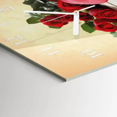 Quadratische wanduhr Rosen