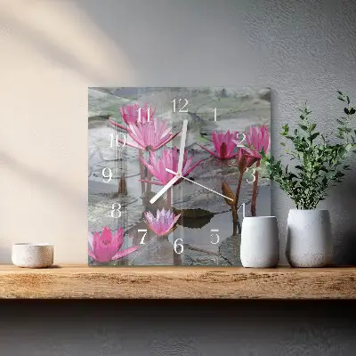 Wanduhr mit motiv quadratisch Seerosen