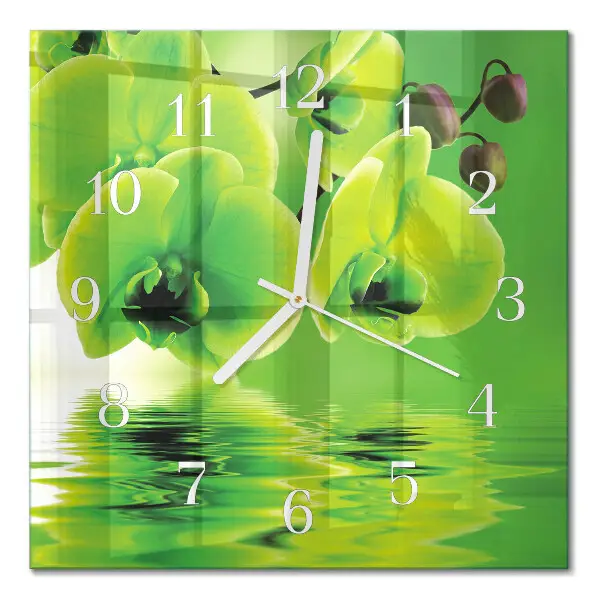 Quadratische wanduhr Orchidee