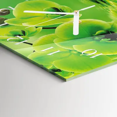 Quadratische wanduhr Orchidee