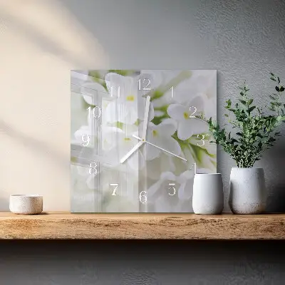 Quadratische wanduhr modern Blumen