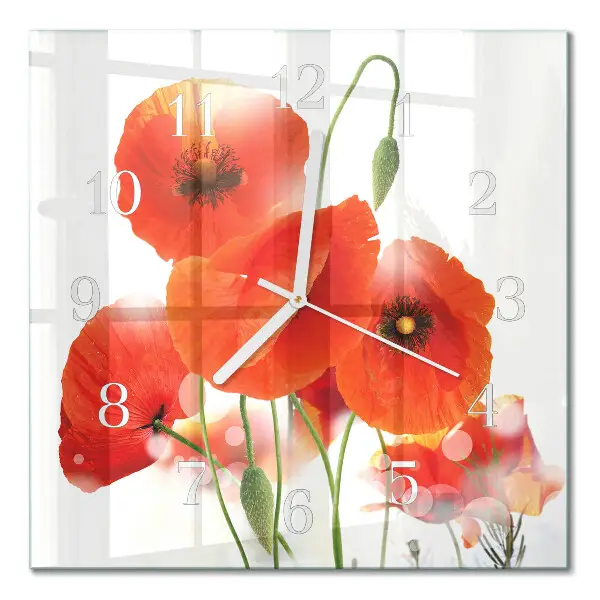 Moderne wanduhr quadratisch Mohnblumen