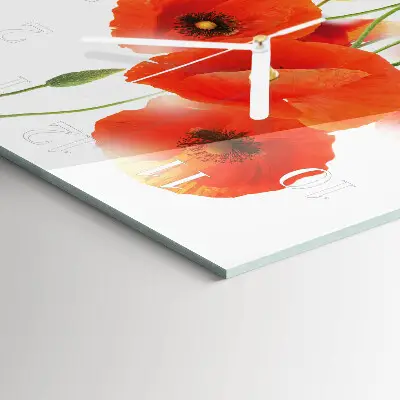 Moderne wanduhr quadratisch Mohnblumen