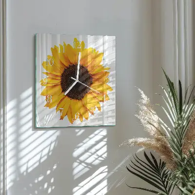 Wanduhr mit motiv quadratisch Sonnenblume