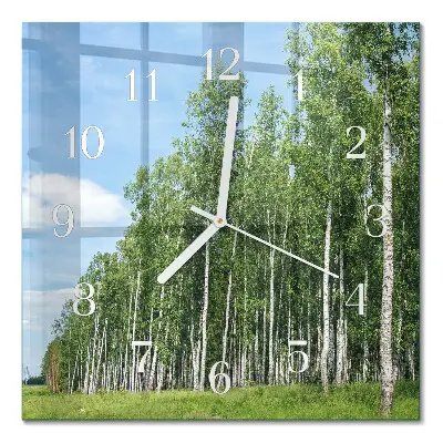 Quadratische wanduhr Birken