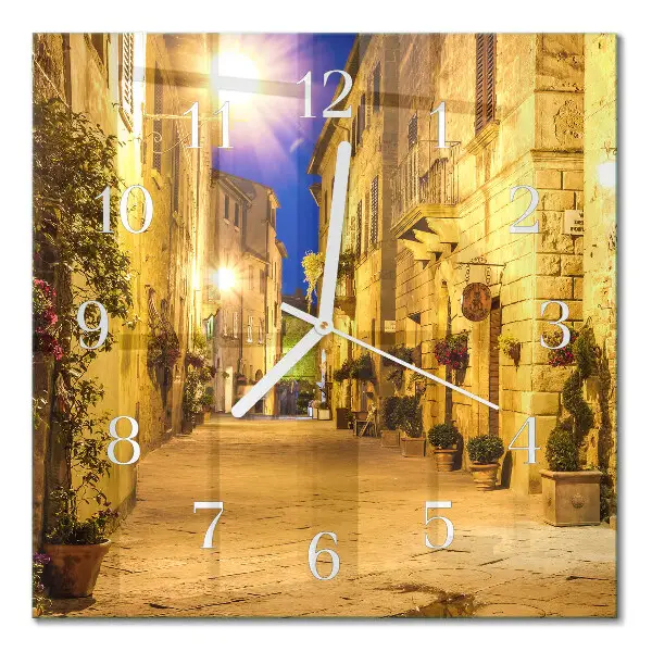 Quadratische wanduhr Straße bei Nacht