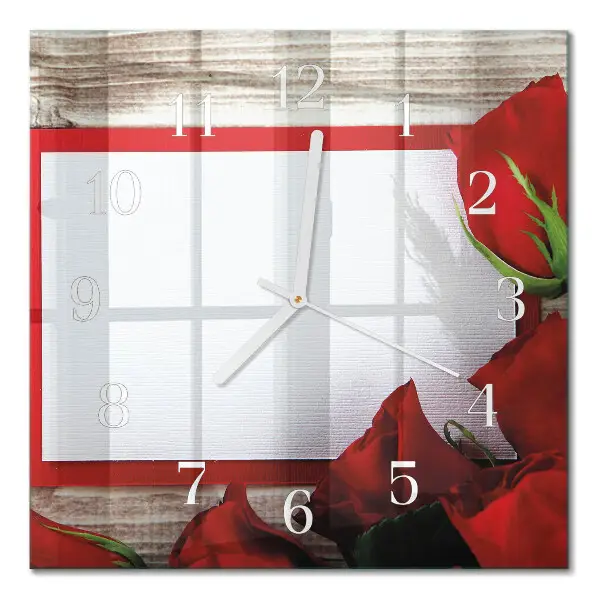 Quadratische wanduhr Rosen