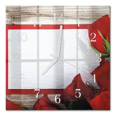 Quadratische wanduhr Rosen