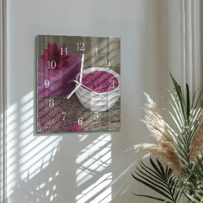 Glasuhr quadratisch Blume
