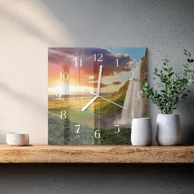 Quadratische wanduhr Wasserfall