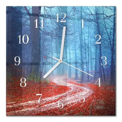 Quadratische wanduhr modern Waldweg
