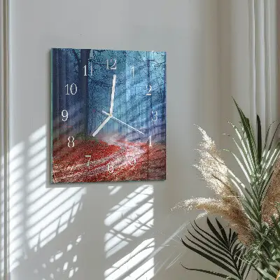 Quadratische wanduhr modern Waldweg