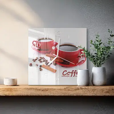 Glasuhr quadratisch Eine Tasse Kaffee